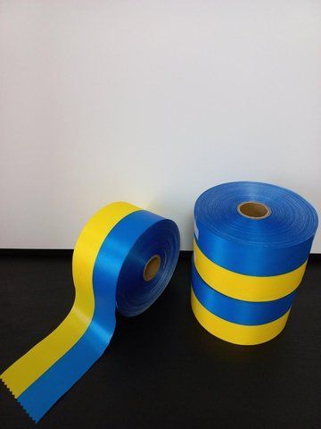 Сатинова стрічка 100мм/200м жовто-блакитний 2831099461 фото